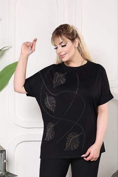 VERA COLLECTİON Battal Size Full Lichra Stone Embroidered Women's Bluz