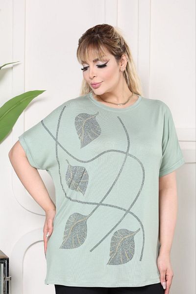 VERA COLLECTİON Battal Size Full Lichra Stone Embroidered Women's Bluz