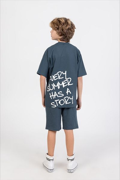 Ruhat Kids Boy Oversized Front Back Printed Bottom Top Double Set