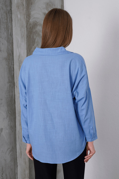 Paw Garage Γυναικείο πουκάμισο London Linen Single Pocket oversized , Πουκάμισο από λινό υψηλής ποιότητας