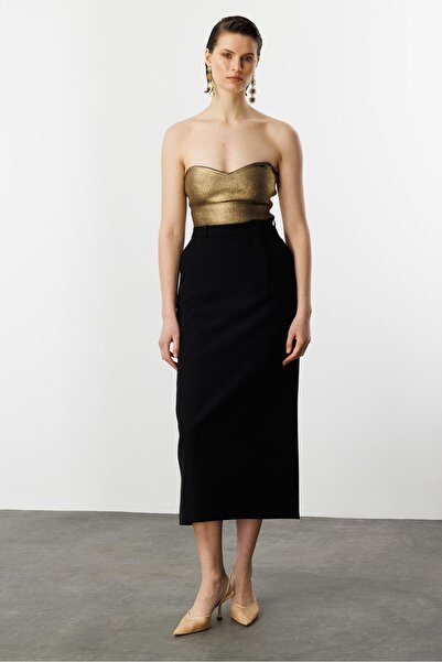 accort Yandan Yırtmaçlı Hürrem Etek-SİYAH