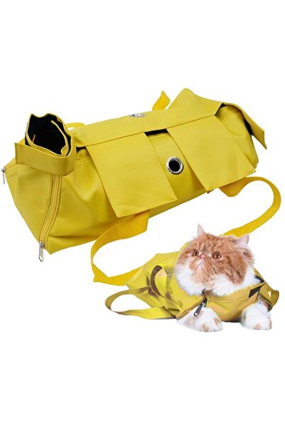 Glipet Çok Fonksiyonlu Kedi Köpek Bakım Kısıtlama Çantası 42x25 Sarı Medium