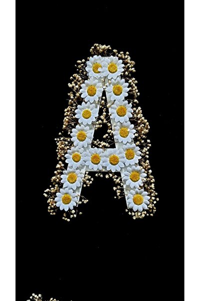 Petaliza Gelin Arabası A Harfi Papatya Ve Şoklanmış Cipso Çiçeği Ile Süslü 25cm