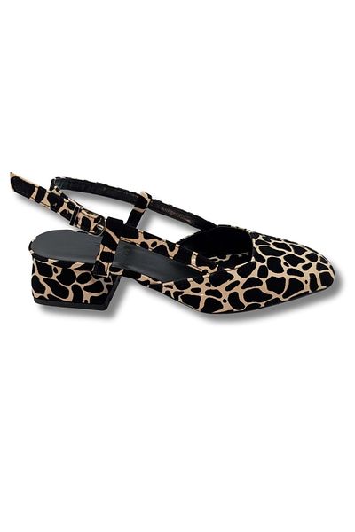 ÇİĞDEM KUNDURA Bellezza - Sandale cu toc pentru femei din piele artificială cu model leopard