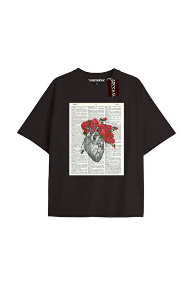 Adrift Unisex Ανδρικό/γυναικείο T-shirt Heart Rib Μαύρο Κωδικός 65