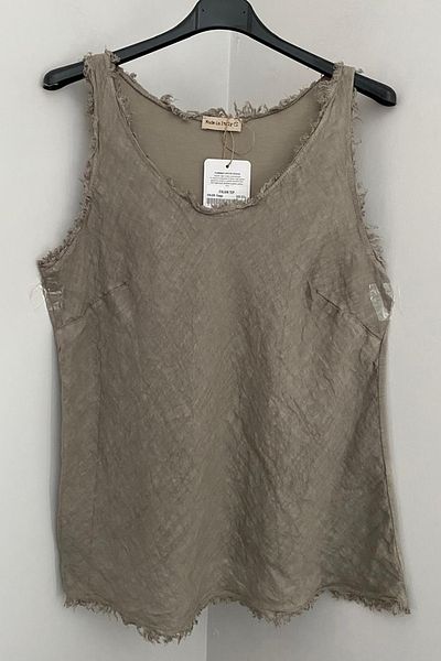 AYASOFYA OTANTIK Women's Italian Mink Dirty Stitching Strap Pure Linen Blouse