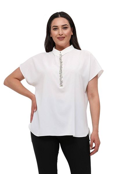 Hanezza Jesica Fabric Plus Size Women's Blouse - Stylish Design with Pat Bead Detail