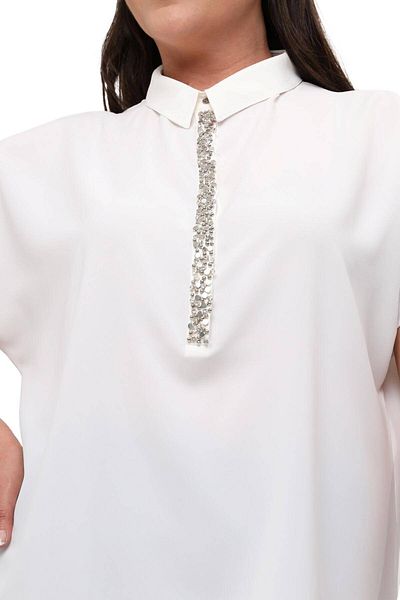 Hanezza Jesica Fabric Plus Size Women's Blouse - Stylish Design with Pat Bead Detail