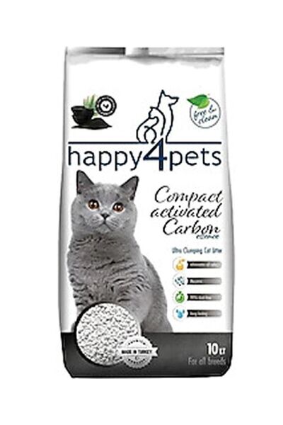 Happy4Pets Aktif Karbon Topaklaşan Bentonit Kedi Kumu 10 Lt