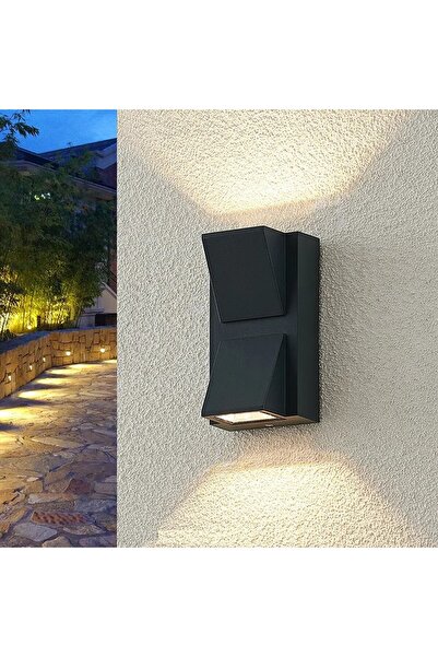 Cata 7 W Rodos İki Yönlü Dekoratif Kare Duvar Aplik - Gün Işığı (3000K) - Siyah - IP44 - CT-7065