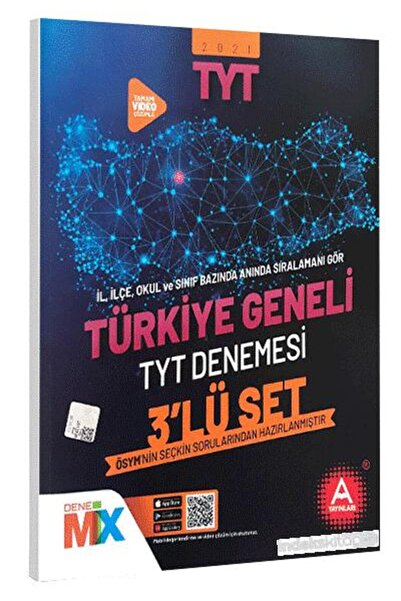 A Yayınları 2021 Yks Tyt Türkiye Geneli Çıkmış Sorular 3 Lü Deneme Seti