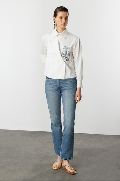 accort Cep Detaylı Kısa Gömlek-KEMIK