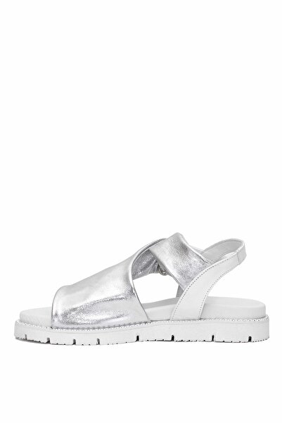 Venüs 25440022 Y Women's Genuine Leather Flat Sandals Silver