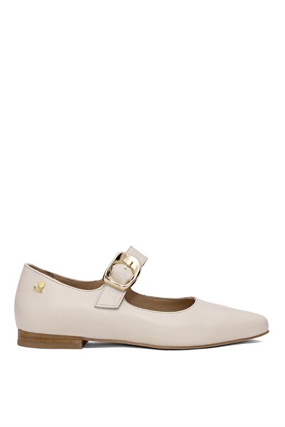 Venüs 2511501 Y Women's Genuine Leather Buckle Casual Shoes Beige