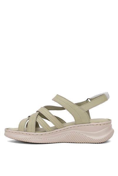 Mammamia Green Women's Genuine Leather Wedge Sandals D25Ys-2265 Heel