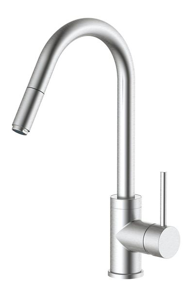 HESANIT Kitchen Mixer with Flexible Spout Stainless Steel Brushed
