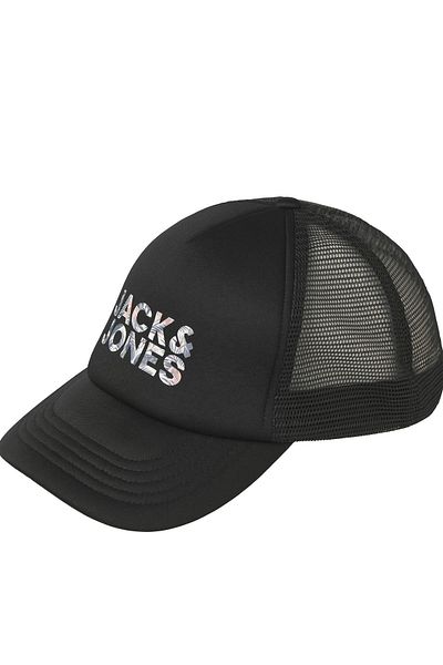 Jack & Jones Унисекс шапка Jack Jones с щампа от мрежа, черна