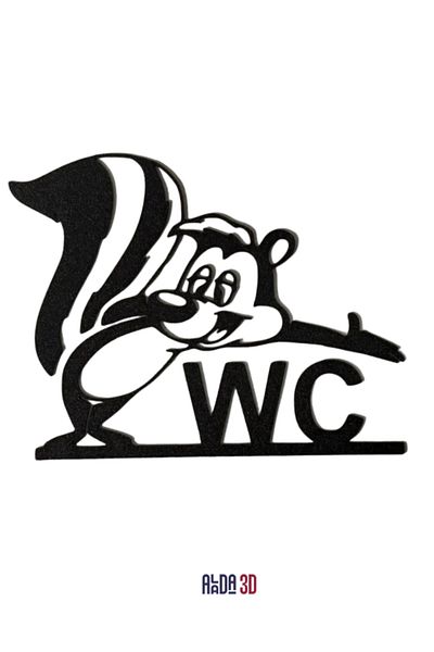 epoksi Cute Squirrel - Wc Door Sign - 3D Black