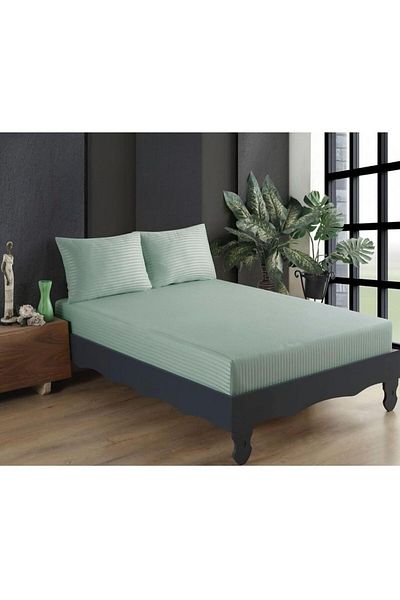 Cottonest Cotton Satin Fitted Sheet Set with 2 Pillows 180 X 200