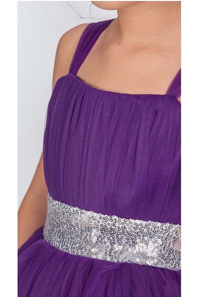 s.t. sebat tekstil Girl's Evening Dress with Satin Gimp and Long Tulle Skirt