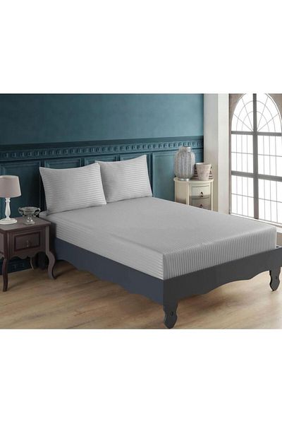Cottonest Cotton Satin Fitted Sheet Set with 2 Pillows 180 X 200
