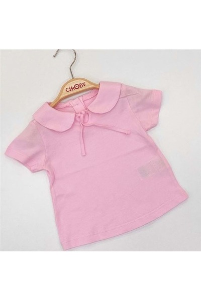 Çikoby Pink Baby Girl Collared Tshirt Pink