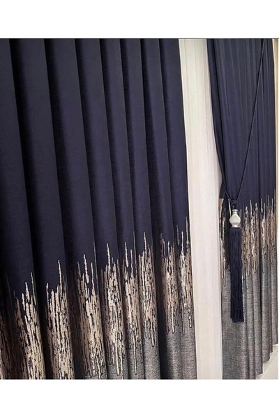Koral Pano Fon Perde ( 2 Kanat ) /sık Pile /yeni Sezon /lacivert,gri Renk / A...