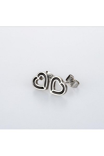 Piercing Market Steel & Silver 1 Pair of No Fade, Tarnish & Gift Earrings with Steel Studs