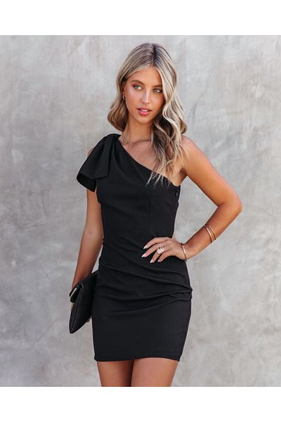Monapera One Shoulder Design Mini Dress