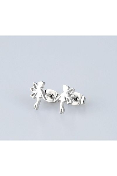 Piercing Market Steel & Silver 1 Pair of No Fade, Tarnish & Gift Earrings with Steel Studs