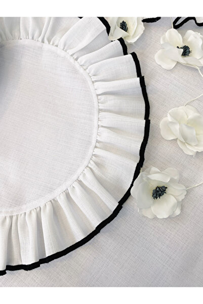 KaiHome Shine Green 6L Black Piping Round Plate Linen Fabric