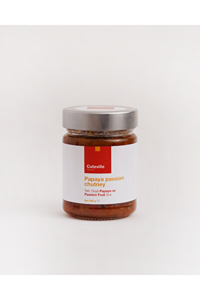 Cuteville Flavours Papaya & Passion Fruit Chutney – Tatlı Ekşi Tropikal Sos (KATKISIZ, CAM KAVANOZ, 250G)