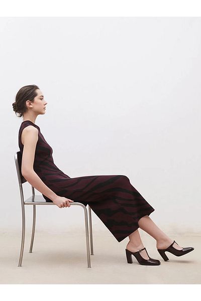 LC Waikiki Soulife Burgundy Stand Collar Patterned Women's Knitwear Dress