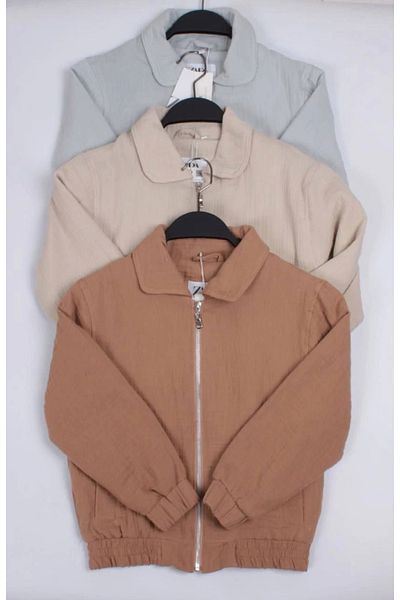 Kidmark Çocuk Modası Children's Zippered Collar Muslin Jacket