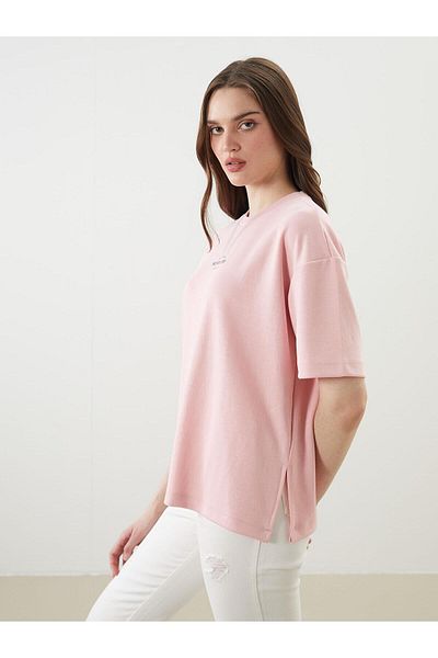 LC Waikiki Γυναικείο μπλουζάκι LCWAIKIKI Classic Crew Neck με στάμπα Oversize