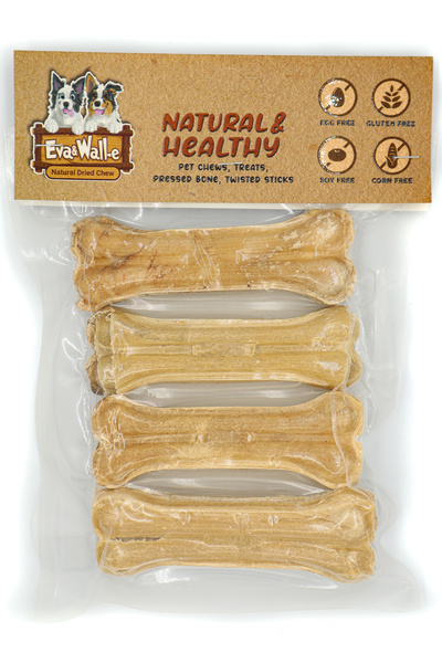 Eva & Wall-e Doğal Köpek Kemiği 4'lü 10 Cm – Küçük Irk Ve Yavru Köpekler Için Diş Kaşıma Kemiği Naturel