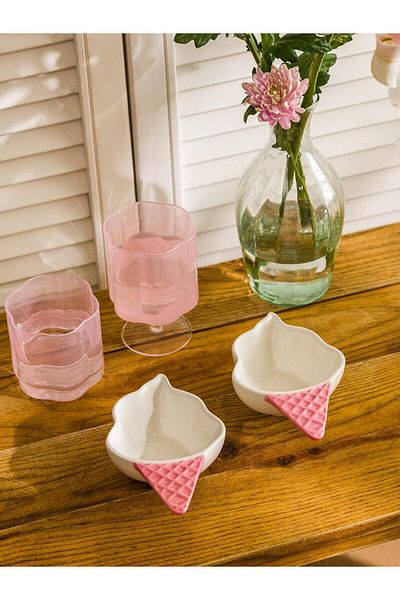LC Waikiki LCW HOME طقم أوعية سيراميك منقوشة 2 قطعة 14 سم