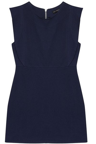 Quzu Ruffled Dress Dark Navy Blue