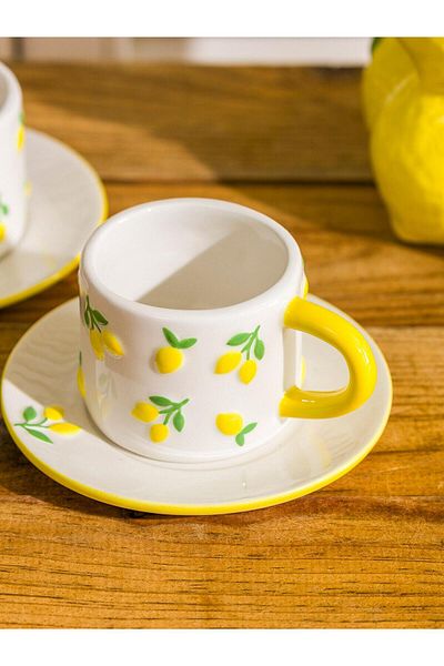 LC Waikiki Lcw Home Lemon Printed 2-Person Ceramic Coffee Cup Set 100 ml