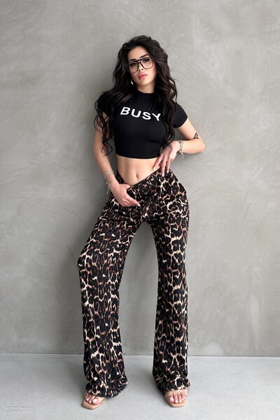 New Now Palazzo Trousers with Elastic Waist, Pocket, Wrap