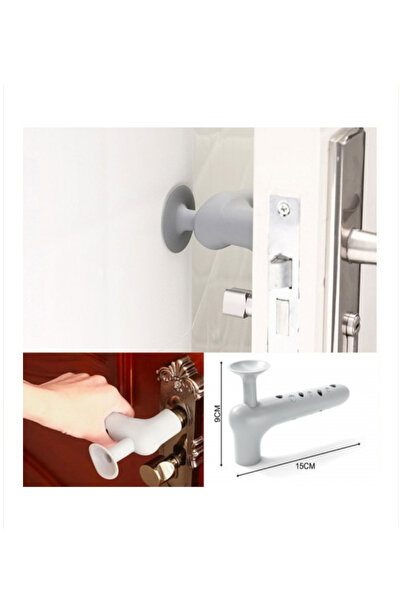 BAMTEBİ Silikon Kapı Kulbu Gri Duvar Mobilya Eşya Koruyucu Slikon Kapı Stoperi Vantuzlu