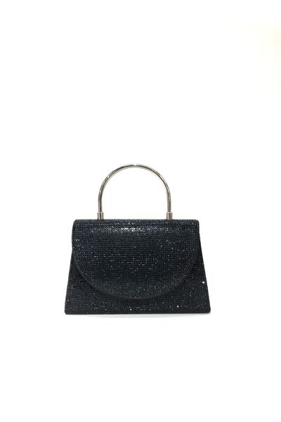 womenacs Чорна елегантна вечірня сумочка-клатч з каменями, ланцюжком і ремінцем, для весілля, заручин, вечірнього виходу