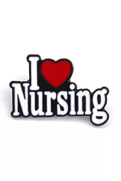 Karışık Renk I Love Nursing Yazılı Kalp Figürlü Broş