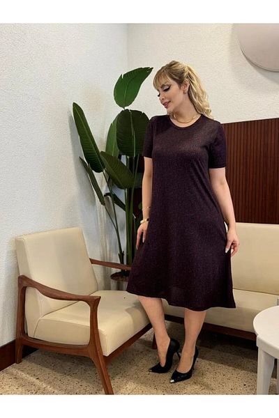 MODA Short Sleeve Flexible Crepe Oversized Dress