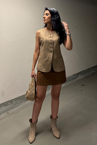 NN SISTER Kahverengi Süet Yelek