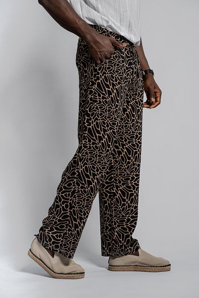 Morfine Men's Patterned Leopard Baggy Trousers with Elastic Waist