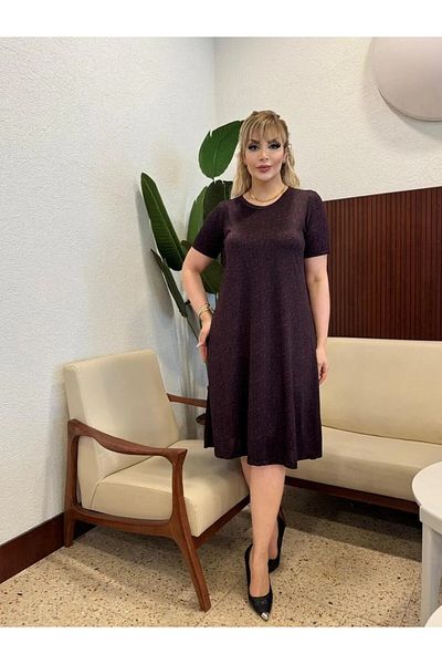 MODA Short Sleeve Flexible Crepe Oversized Dress