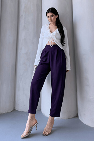 Paw Garage Scuba Harem Pantolon, Krep Kumaş, Rahat Kalıp