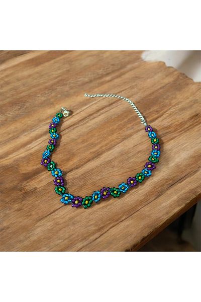 not cool. Flowery Sand Beaded Choker - Necklace