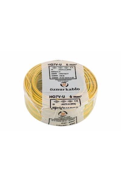 öznur kablo Öznur 6 Mm Nya Kablo Tek Damar Sarı Yeşil 100 Metre